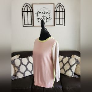 Land's End 100% Cotton Women's Color Block Crew Neck Sweater Size M Boho Chic